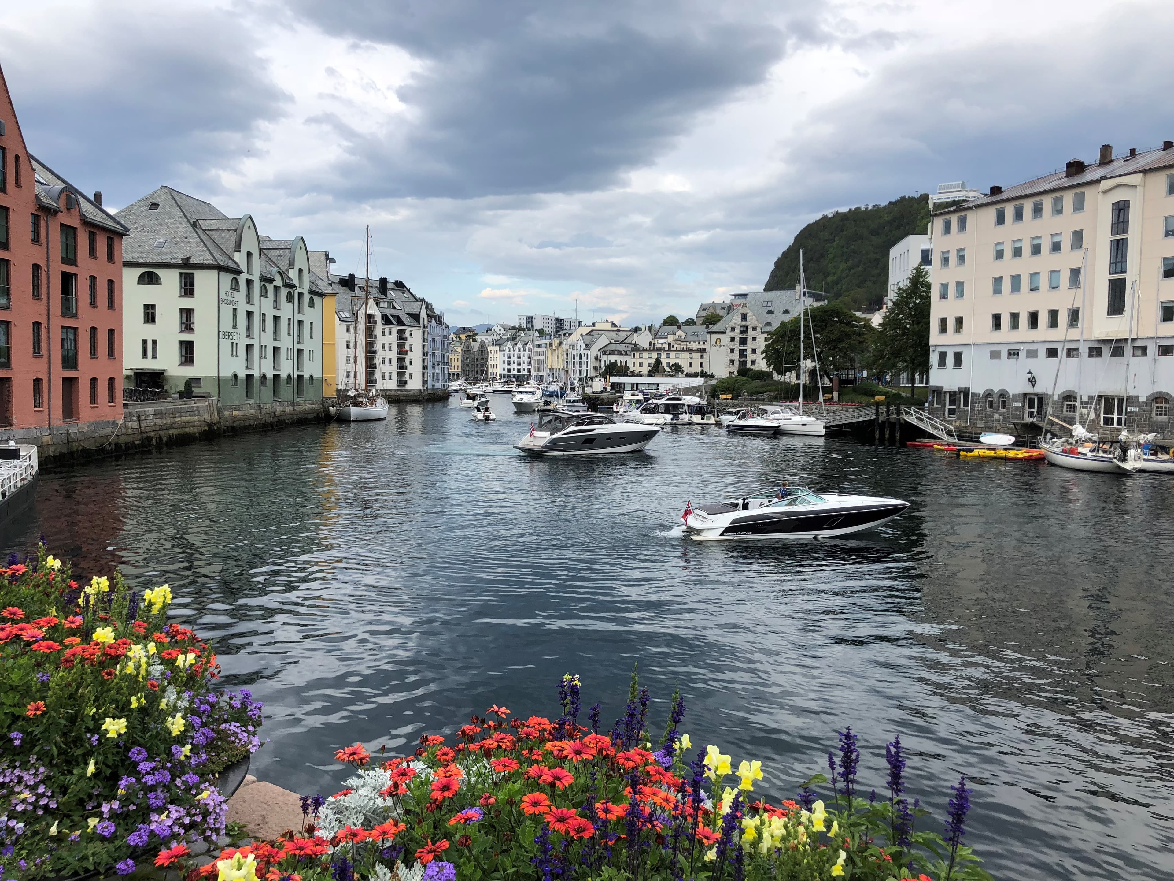 Jugendstil façades beside Brosundet in Ålesund
